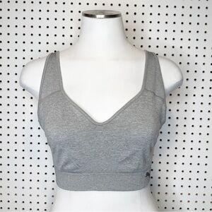 Puma | Light Grey Seamless Sports Bra, Sweetheart V Neck Sz. L